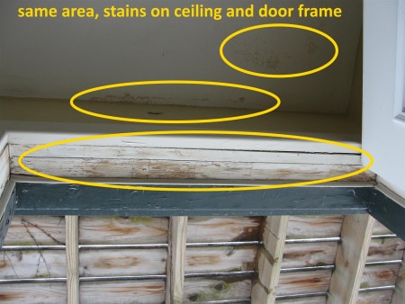 Exterior - stains at ceiling