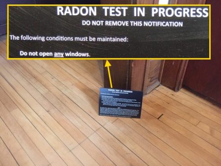 Radon test in progress