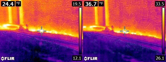 FLIR E6 vs. E8 House Exterior - base of masonry veneer wall