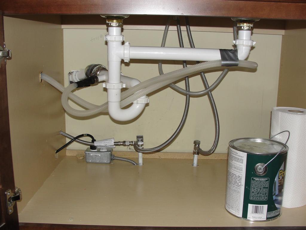 dish washer drains from kitchen sink vent pipe