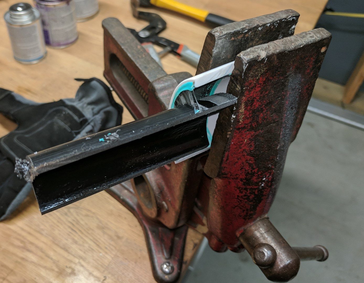 ABS to PVC in a vice ABS to PVC in a vice