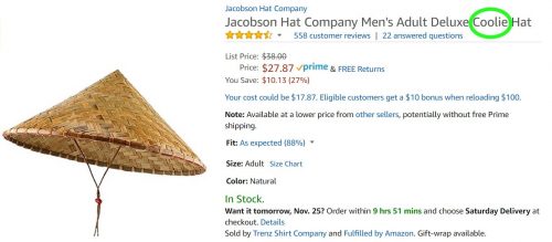 Coolie hat listing on Amazon Coolie hat listing on Amazon