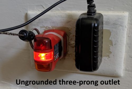 Ungrounded three-prong outlet