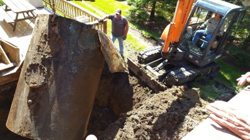 Fuel oil tank being removed